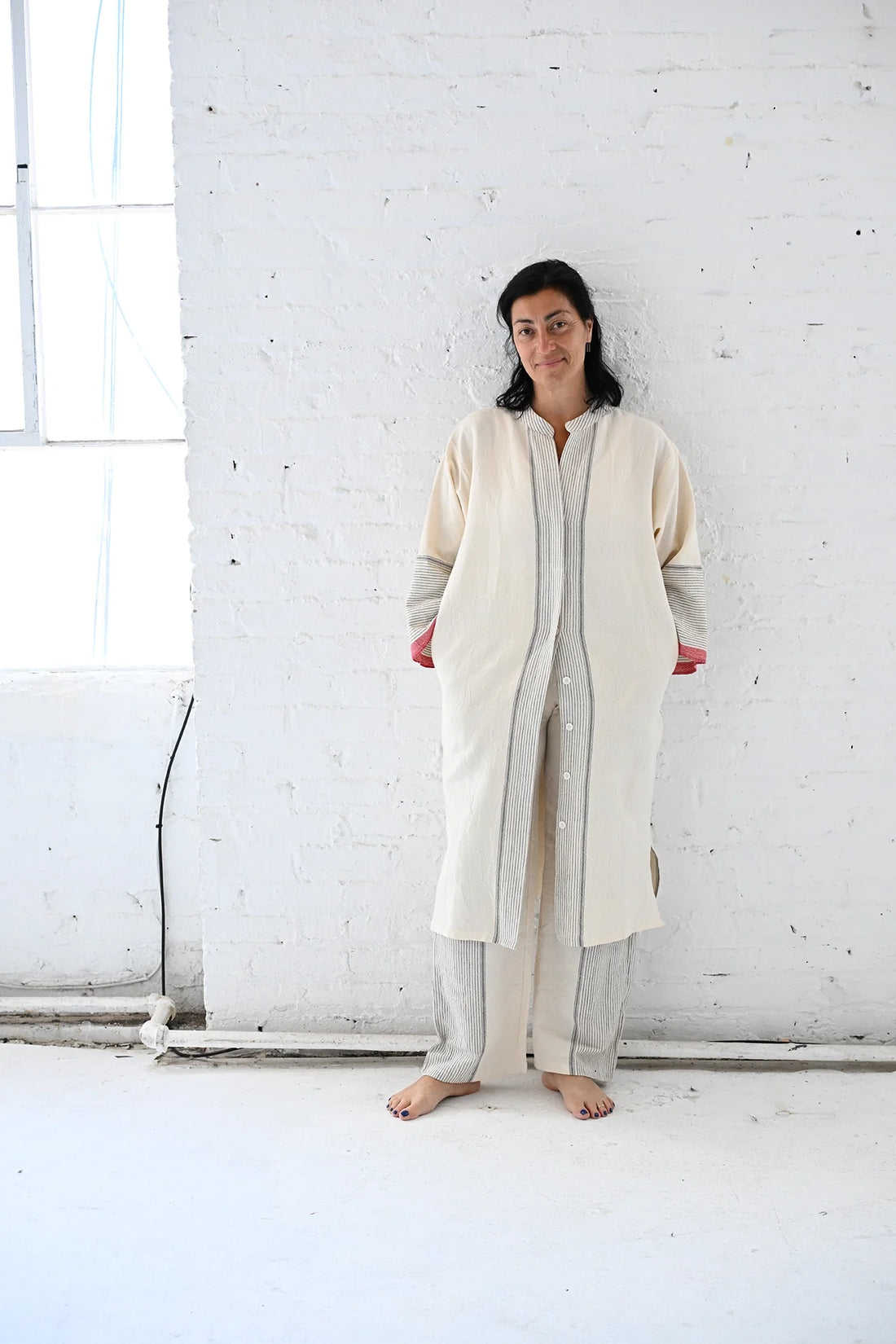 Ivory Cherry Tribeca Button Down Kaftan