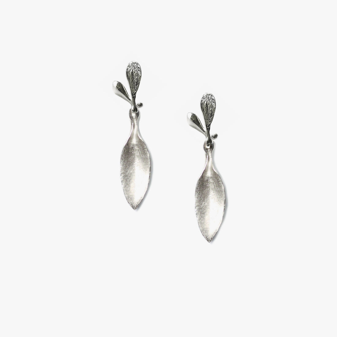 Long Leaf Earrings - Silver