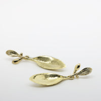 Long Leaf Earrings - Yellow Bronze
