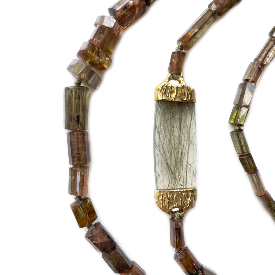 Andalusite & Green Rutilated Quartz Necklace