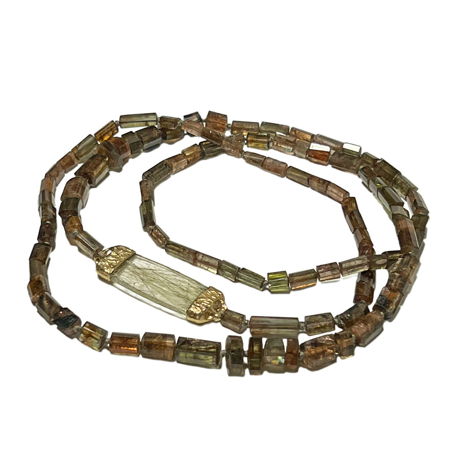 Andalusite & Green Rutilated Quartz Necklace