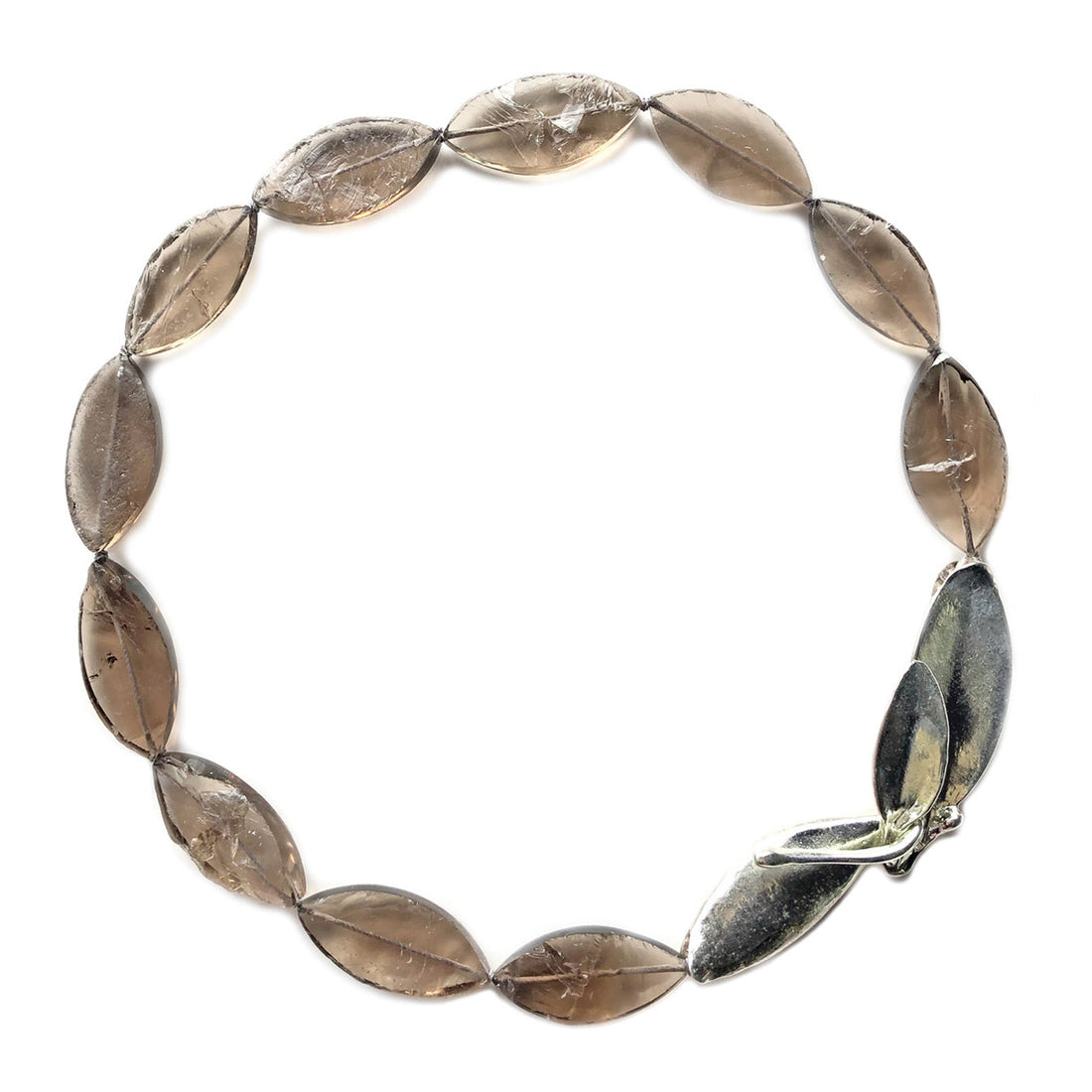 Smokey Quartz Collar with Leaves Clasp