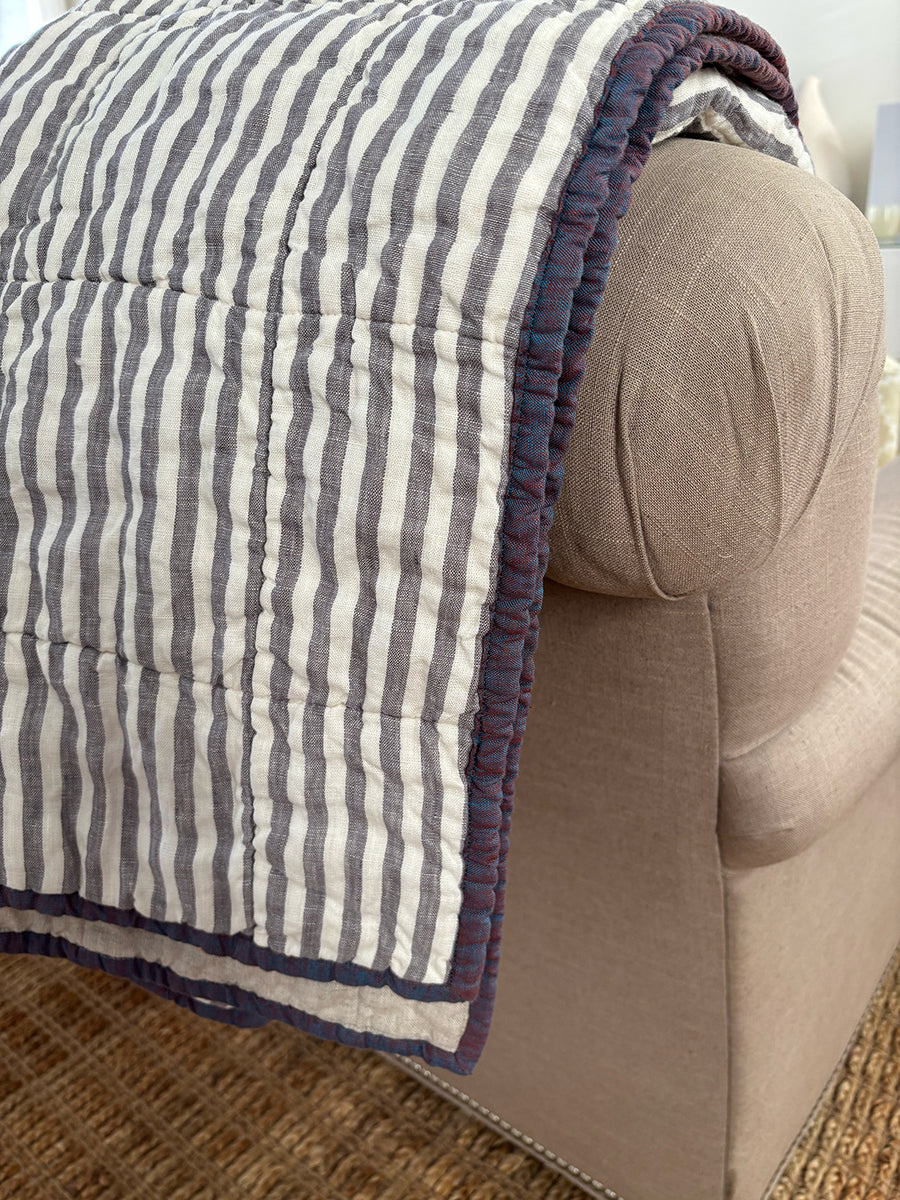 Simple Lines Throw - Fog Stripe & Sand