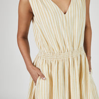 Eesha V Dress in Yellow Stripes