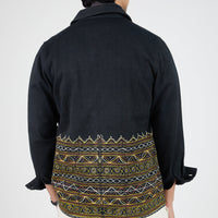 Akash Chore Coat in Rogan Border Black Twill