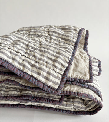 Simple Lines Throw - Fog Stripe & Sand