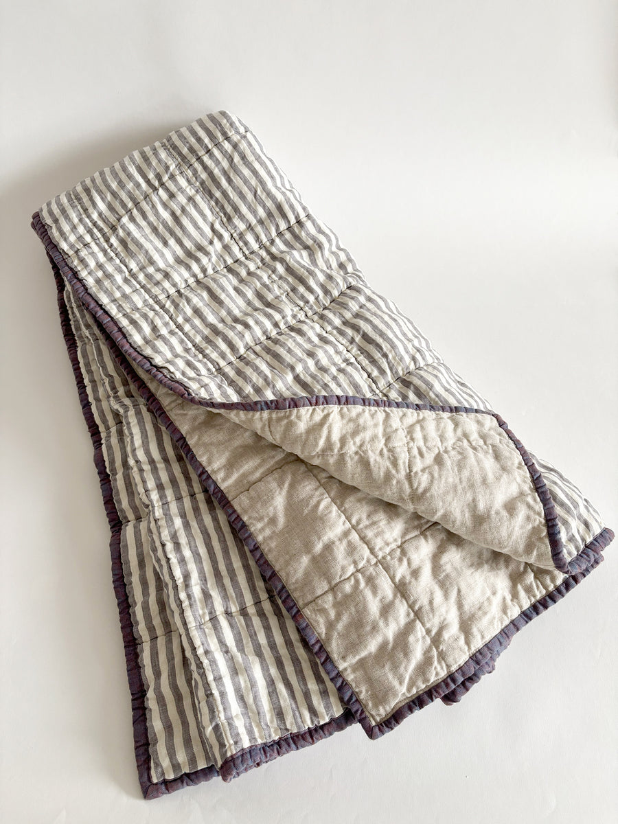 Simple Lines Throw - Fog Stripe & Sand