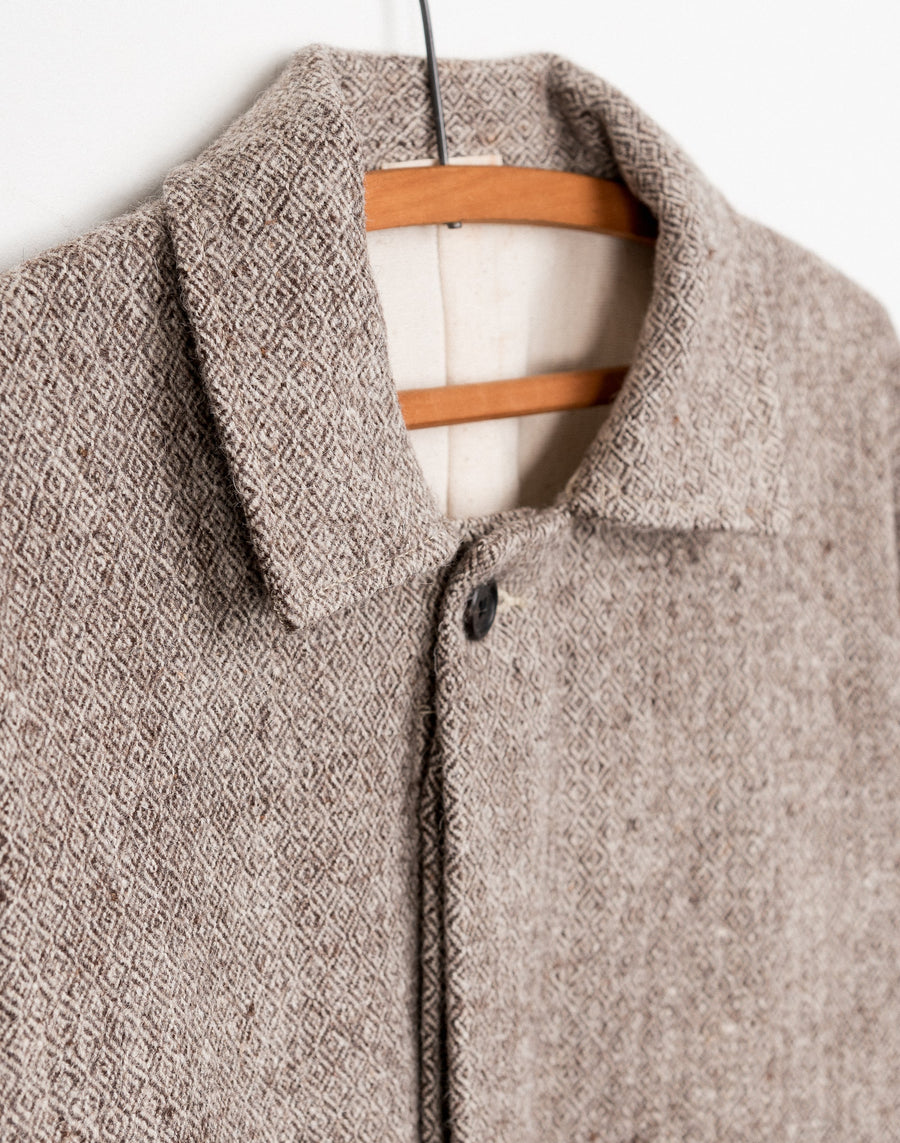 Taaj Long Wool Coat in Sand Diamond Dobby Yak/Merino