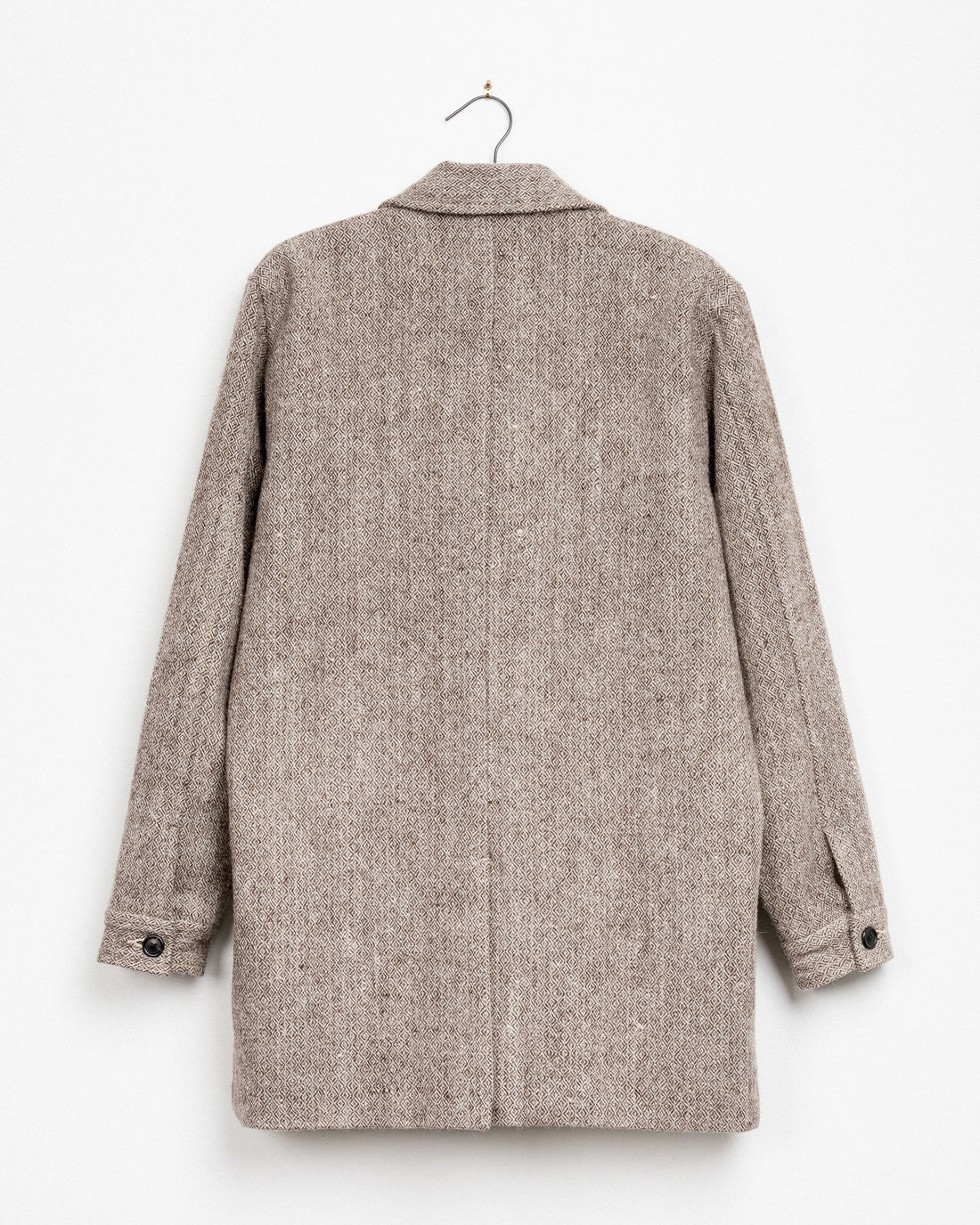 Taaj Long Wool Coat in Sand Diamond Dobby Yak/Merino