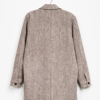 Taaj Long Wool Coat in Sand Diamond Dobby Yak/Merino