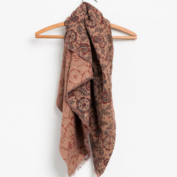 Wool Square Scarf in Pomegranate Paisley