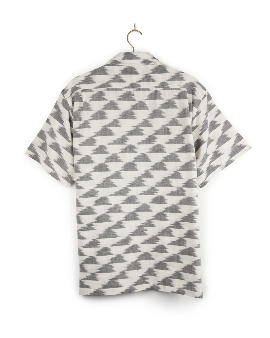 Harshil 2 Pocket Shirt Cotton Kora with Cloud Ikat in Charcoal