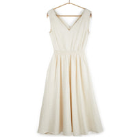 Eesha V Dress in Mockleno Check Natural