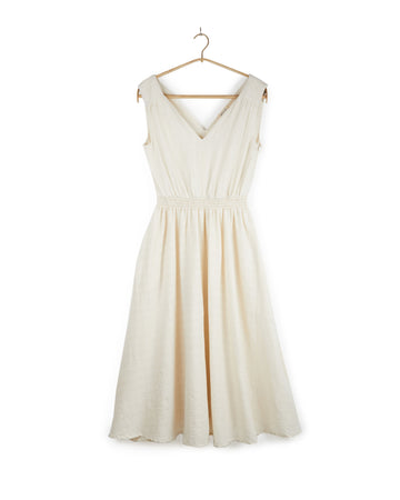 Eesha V Dress in Mockleno Check Natural