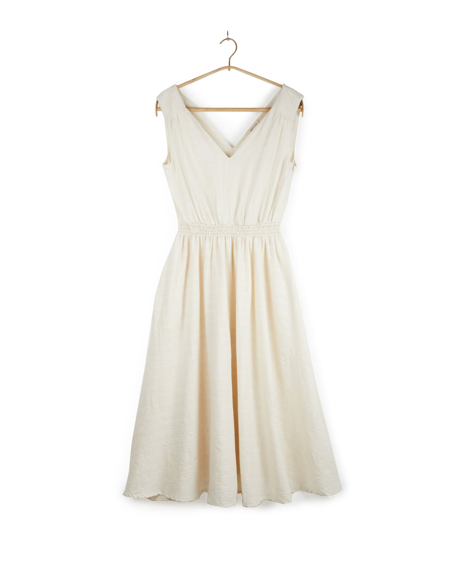 Eesha V Dress in Mockleno Check Natural