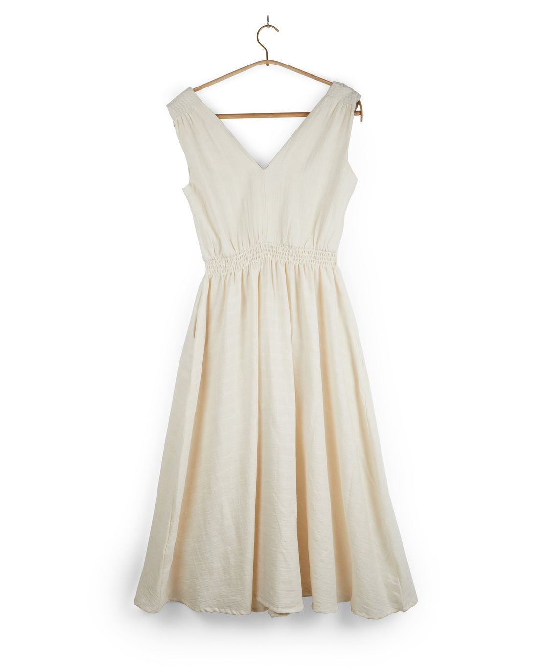 Eesha V Dress in Mockleno Check Natural