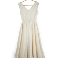 Eesha V Dress in Mockleno Check Natural