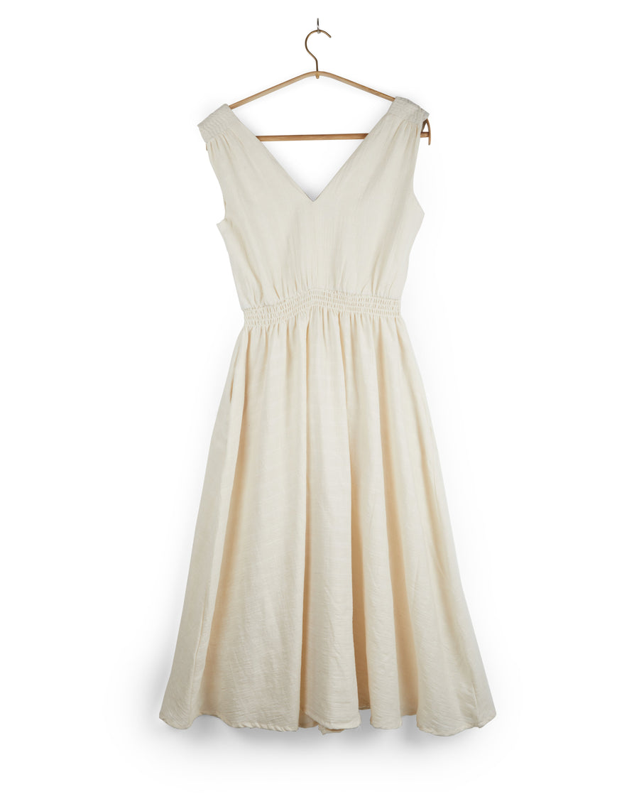 Eesha V Dress in Mockleno Check Natural