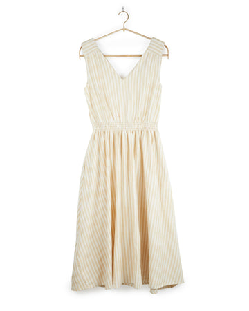 Eesha V Dress in Yellow Stripes