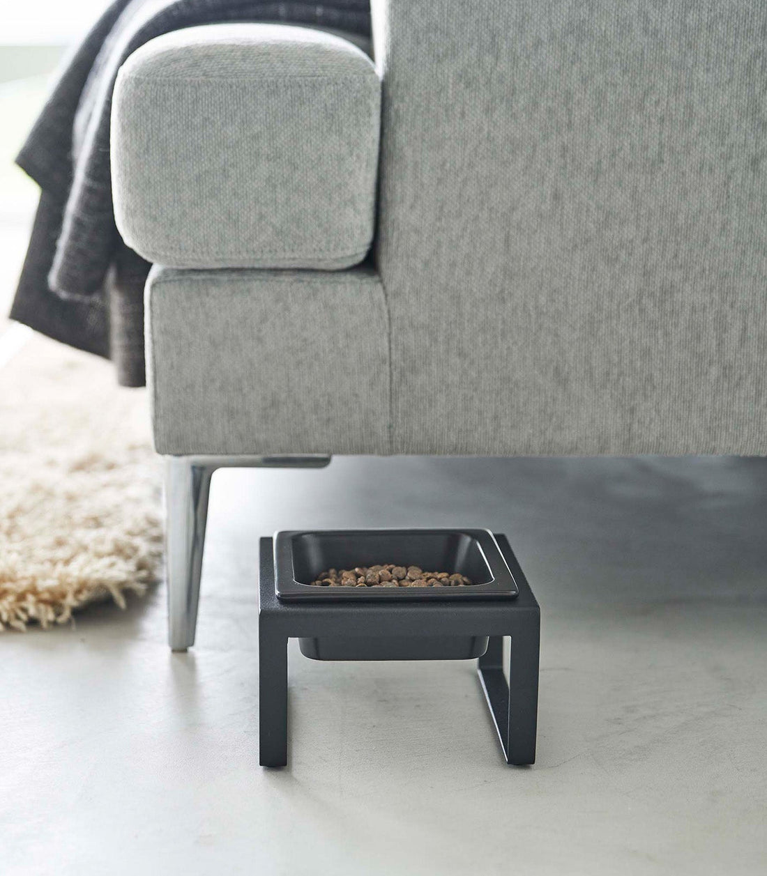 Single Pet Food Bowl - Tall - Steel + Ceramic