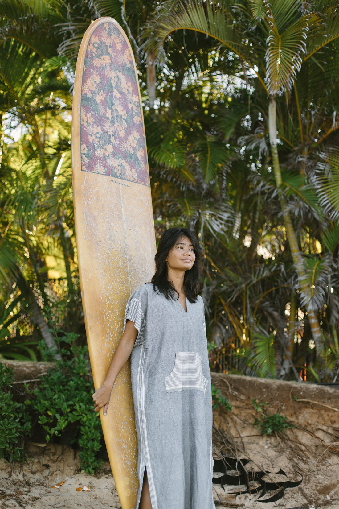 Grey Stripe Tribeca Hooded Maxi Kaftan