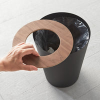 Trash Can - Round - Steel + Wood