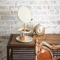 Two-Tier Jewelry Tray With Mirror - Steel + Wood