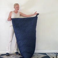 Denim Quilted Bean Bag Chair with Beans