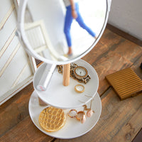 Two-Tier Jewelry Tray With Mirror - Steel + Wood