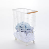 Rolling Wire Basket (24" H)  - Steel + Wood
