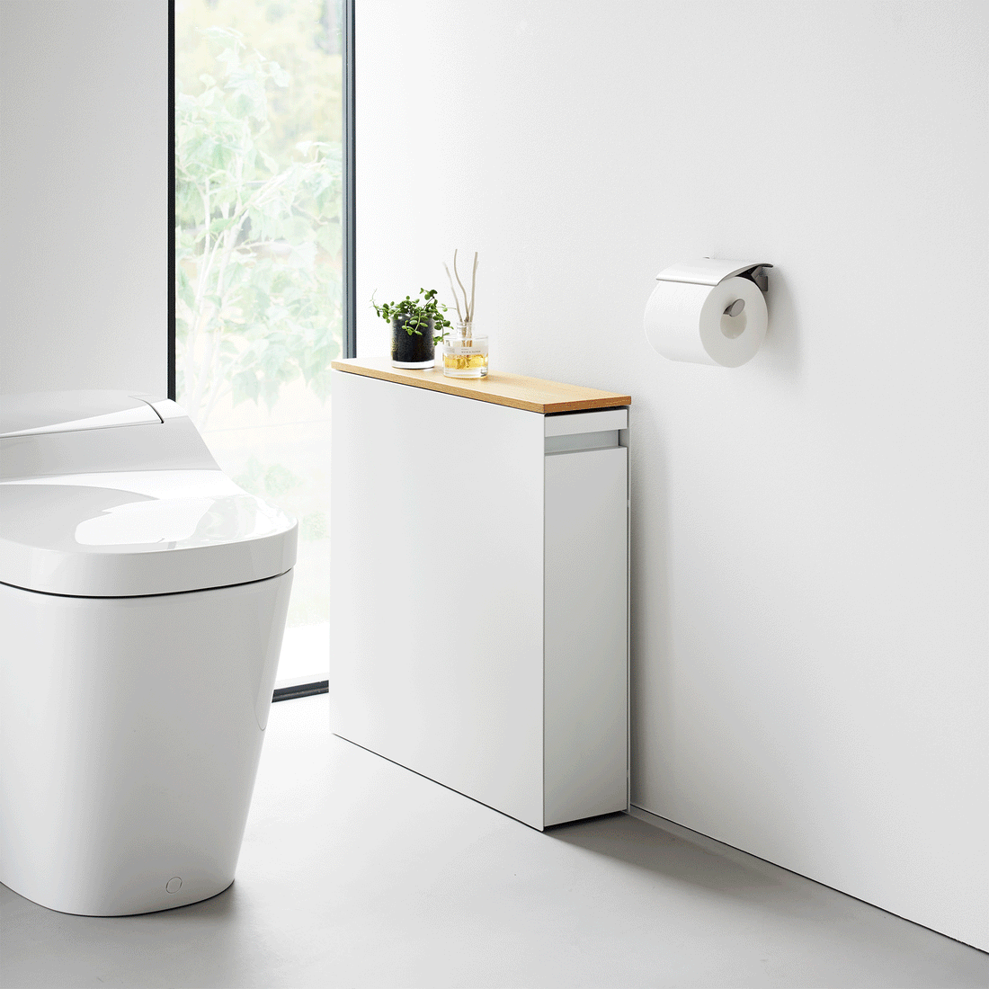 Pull-Out Bathroom Storage Cabinet - Steel + Wood