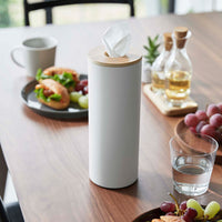 Round Tissue Case - Steel + Wood