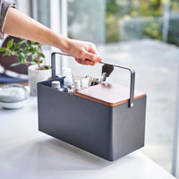 Makeup Organizer with Mirror - Steel + Wood