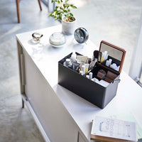 Makeup Organizer with Mirror - Steel + Wood