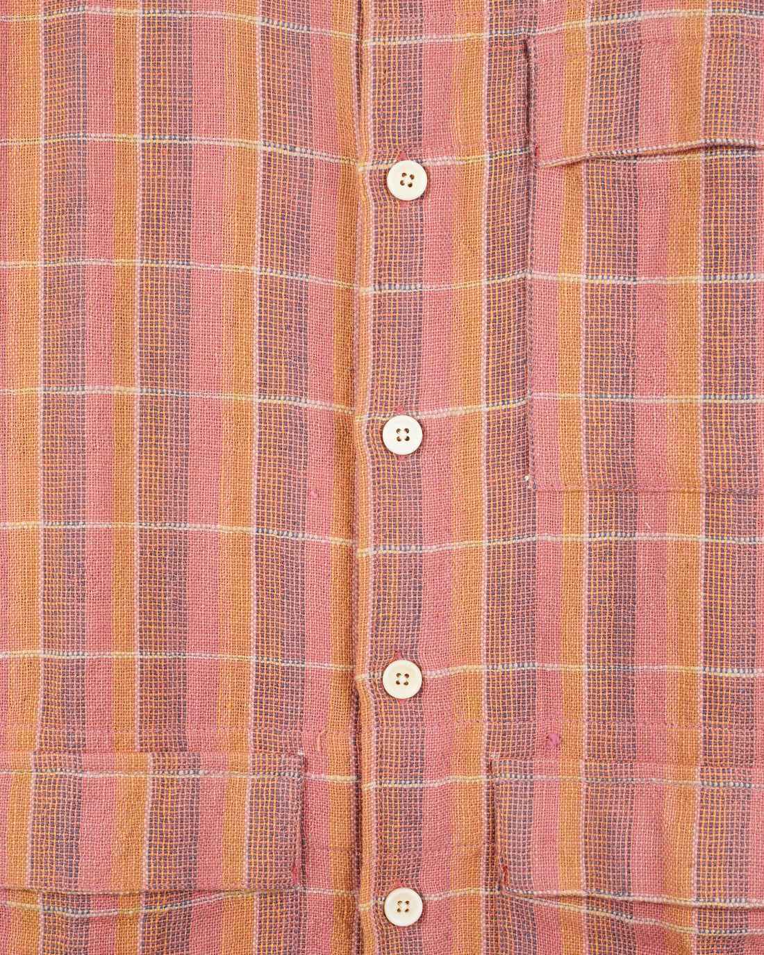 Yaatree Shawl Collar Overshirt in Nubby Cotton Sunset Plaid