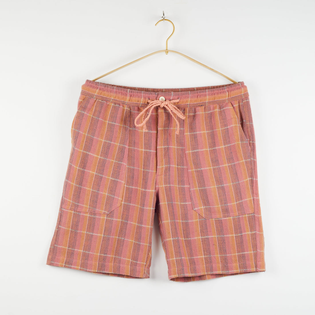 Dipak Utility Short in Nubby Cotton Sunset Plaid