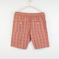 Dipak Utility Short in Nubby Cotton Sunset Plaid