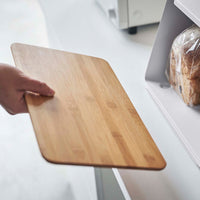 Bread Box with Cutting Board Lid - Steel + Wood