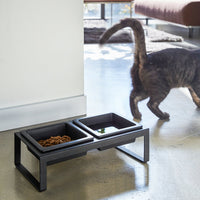 Pet Food Bowl - Tall - Steel + Ceramic