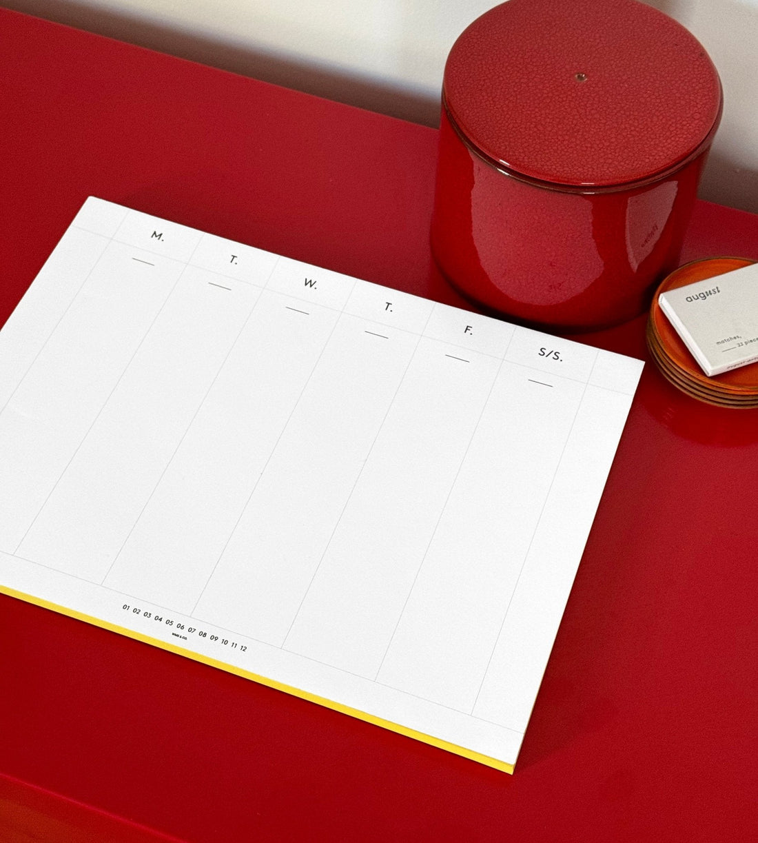 Weekly Desk Planners edged in Gold, Yellow, or Blush
