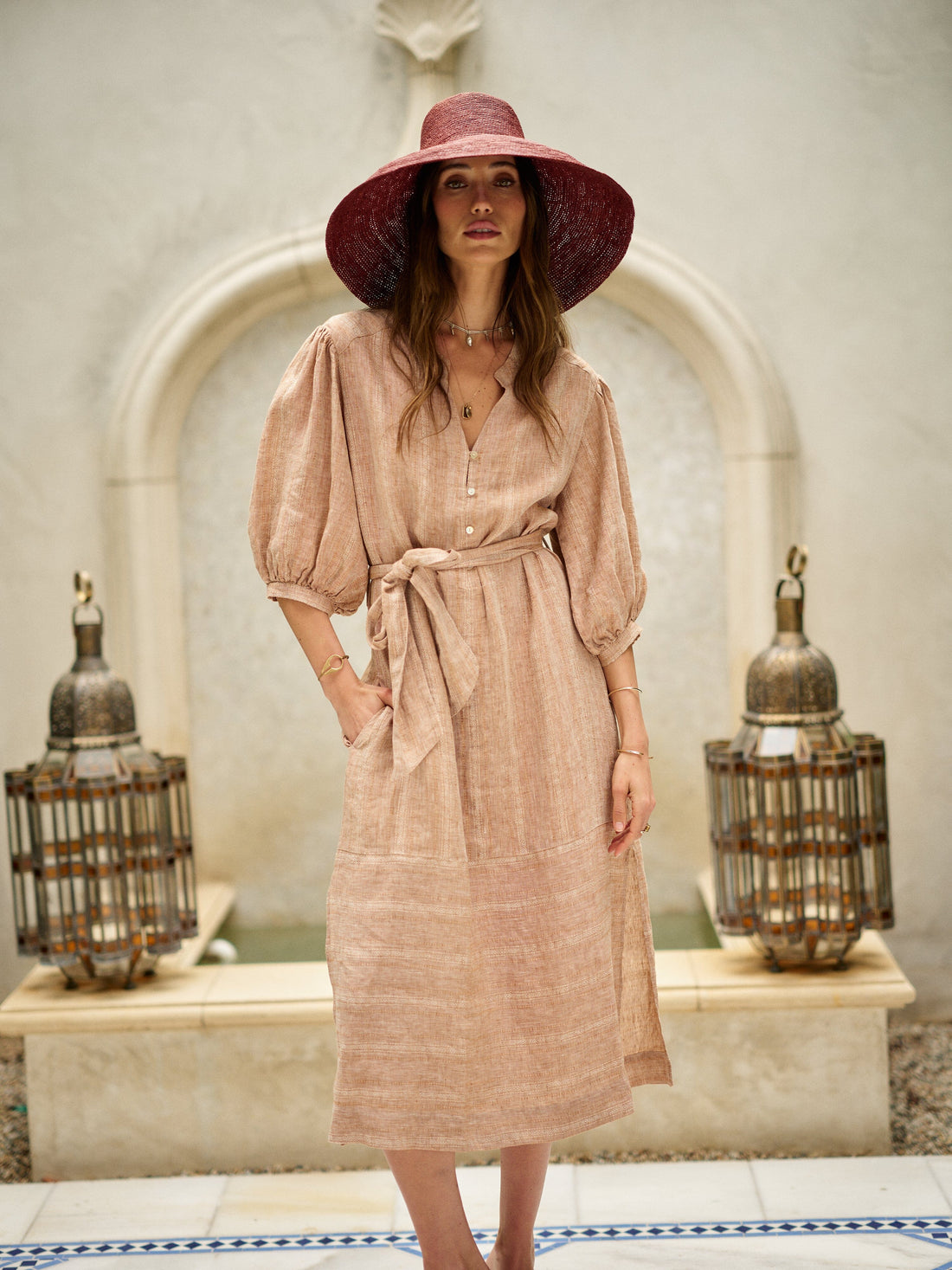 Marrakech Dress in Linen Jacquard