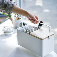 Makeup Organizer with Mirror - Steel + Wood