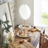 Two-Tier Jewelry Tray With Mirror - Steel + Wood