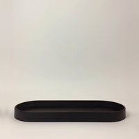 Slab Leather Oval Tray Black