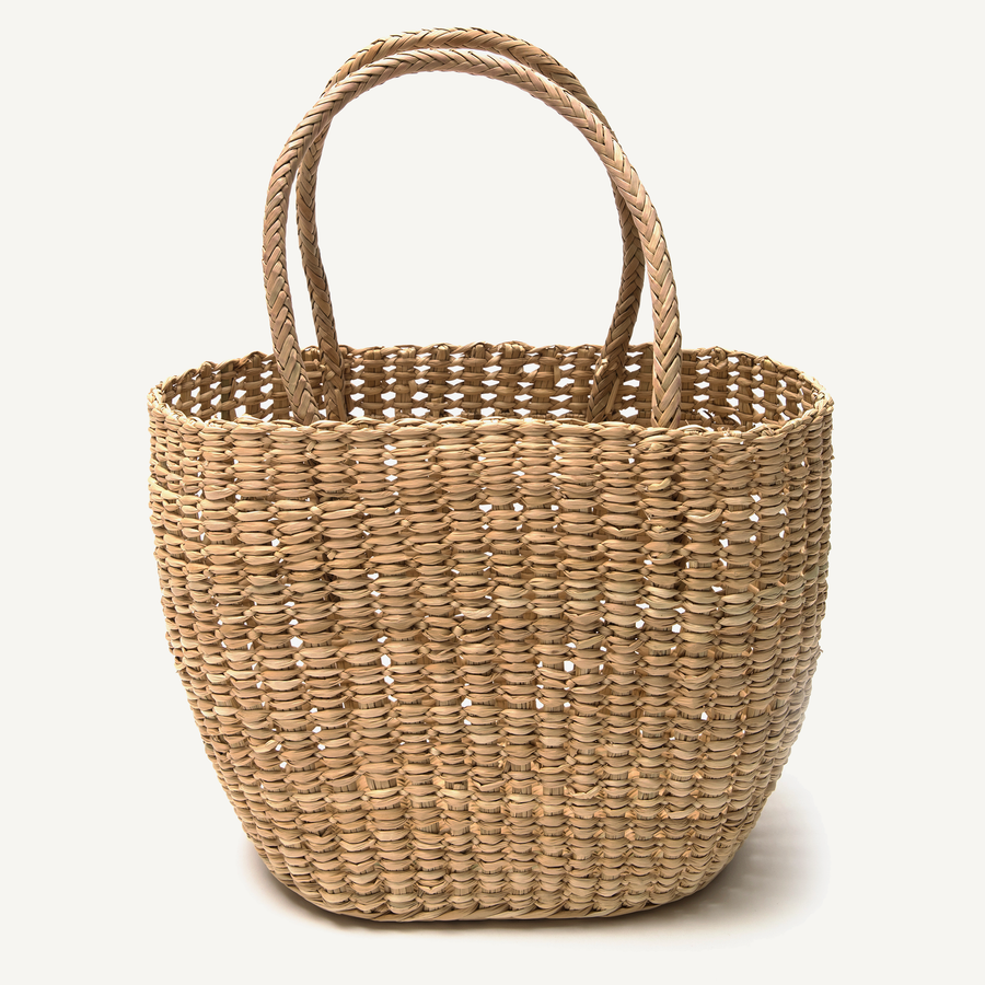 Intiearth woven straw tote basket of junco