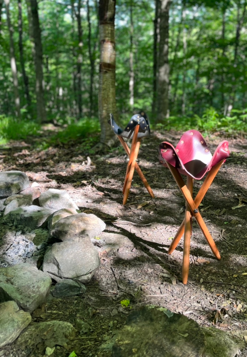 Camp Stool  - Burgundy & Cherry