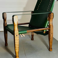 Campaign Chair - Green & Walnut