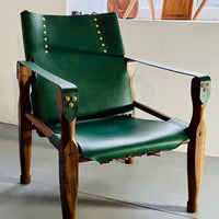 Campaign Chair - Green & Walnut