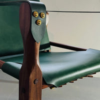Campaign Chair - Green & Walnut