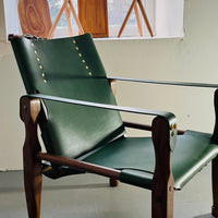 Campaign Chair - Green & Walnut